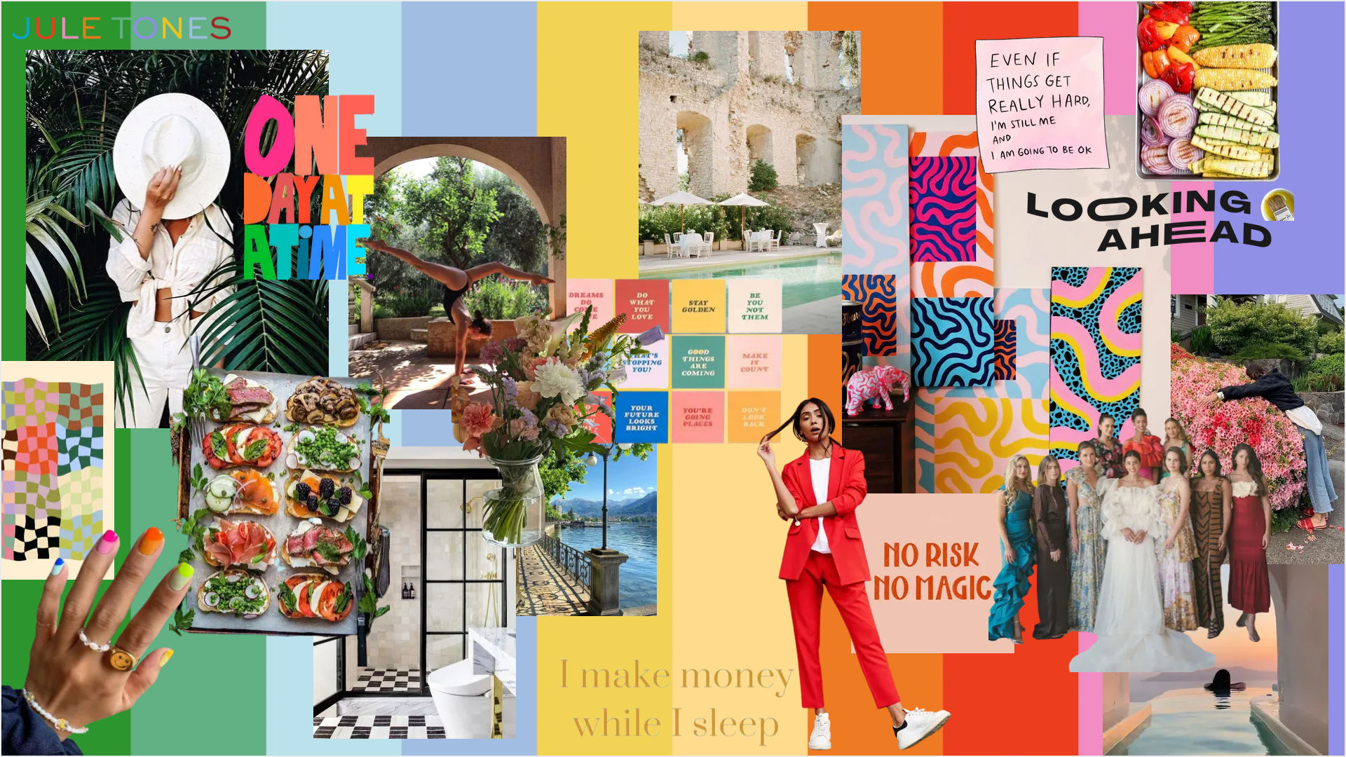 April Mood Board for monthly inspiration and visual motivation quotes and fun colors